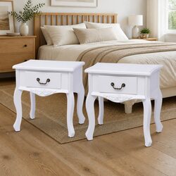 Specifications of White Bedside Cabinets: 2 Units of MDF