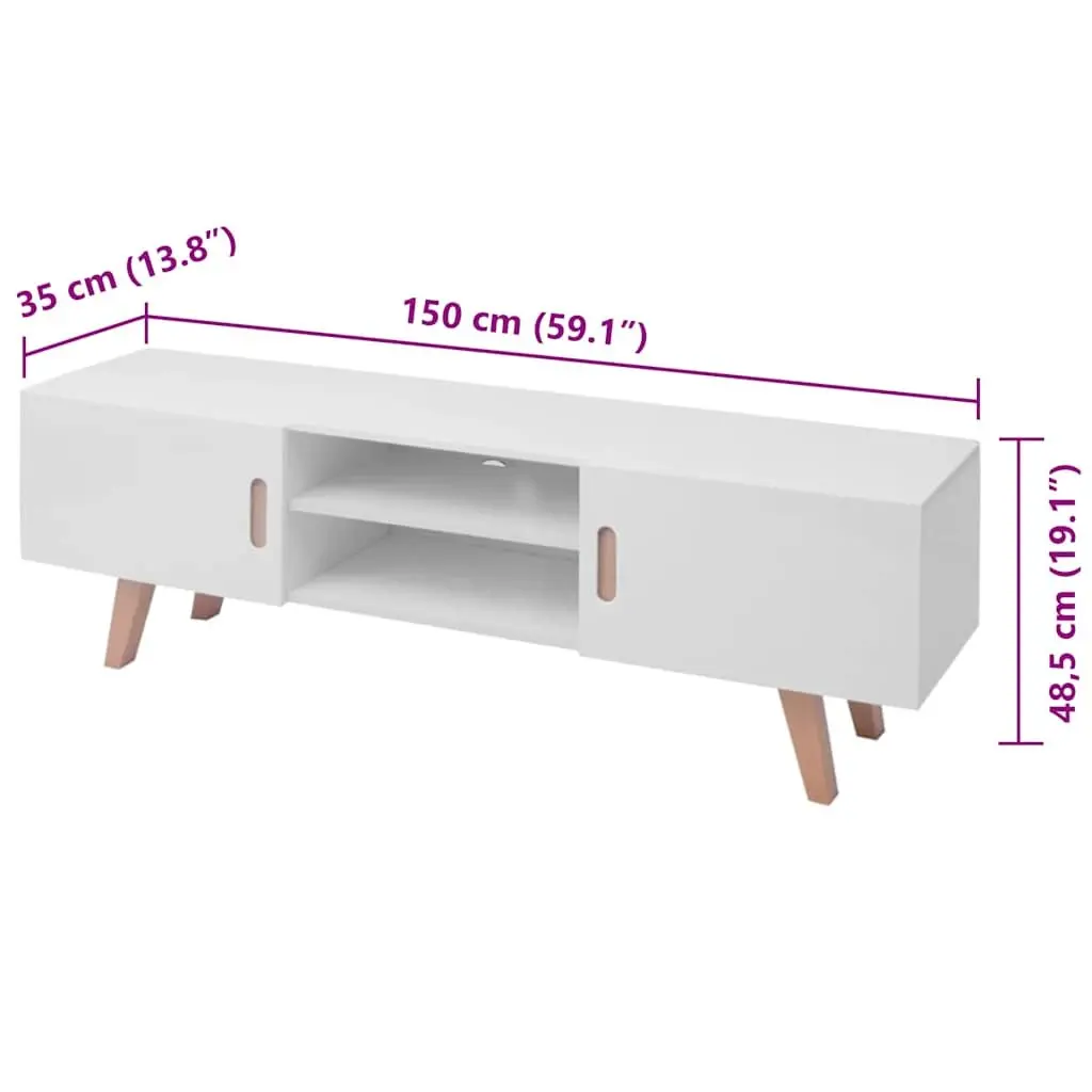 TV Stand High Gloss White MDF Storage Cabinet Entertainment Unit Media Console