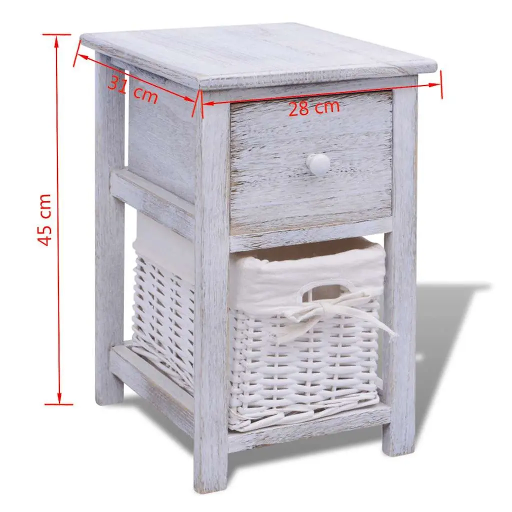 Bedside Cabinets 2 pcs White Wood Nightstands Bedroom Storage Drawer Tables