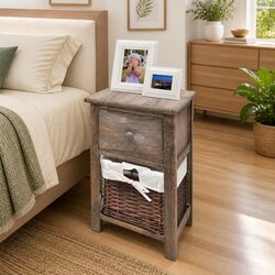 Wooden Bedside Cabinet Set - 2 Pieces in Brown