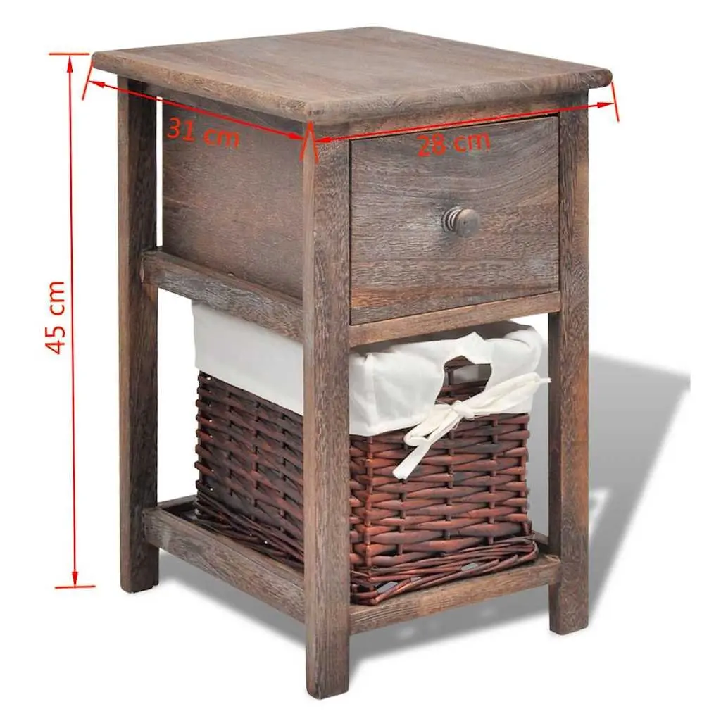 Bedside Cabinet 2 Piece Brown Wood Nightstand Drawer Storage End Table Bedroom