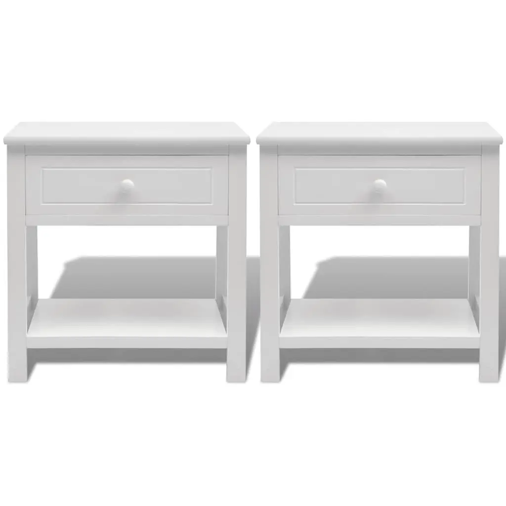 Wooden Bedside Cabinet Nightstand Drawer Storage Shelf Bedroom Furniture 2 Piece