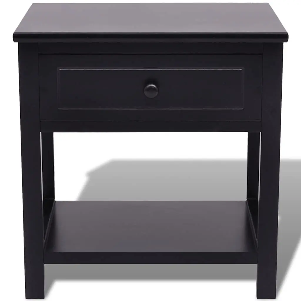 Bedside Cabinet Black Nightstand Drawer Storage Bedroom