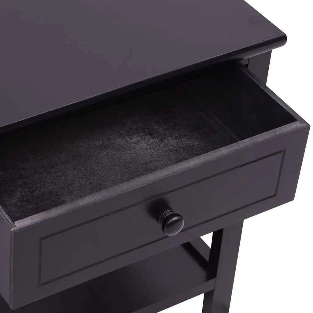 Bedside Cabinet Black Nightstand Drawer Storage Bedroom