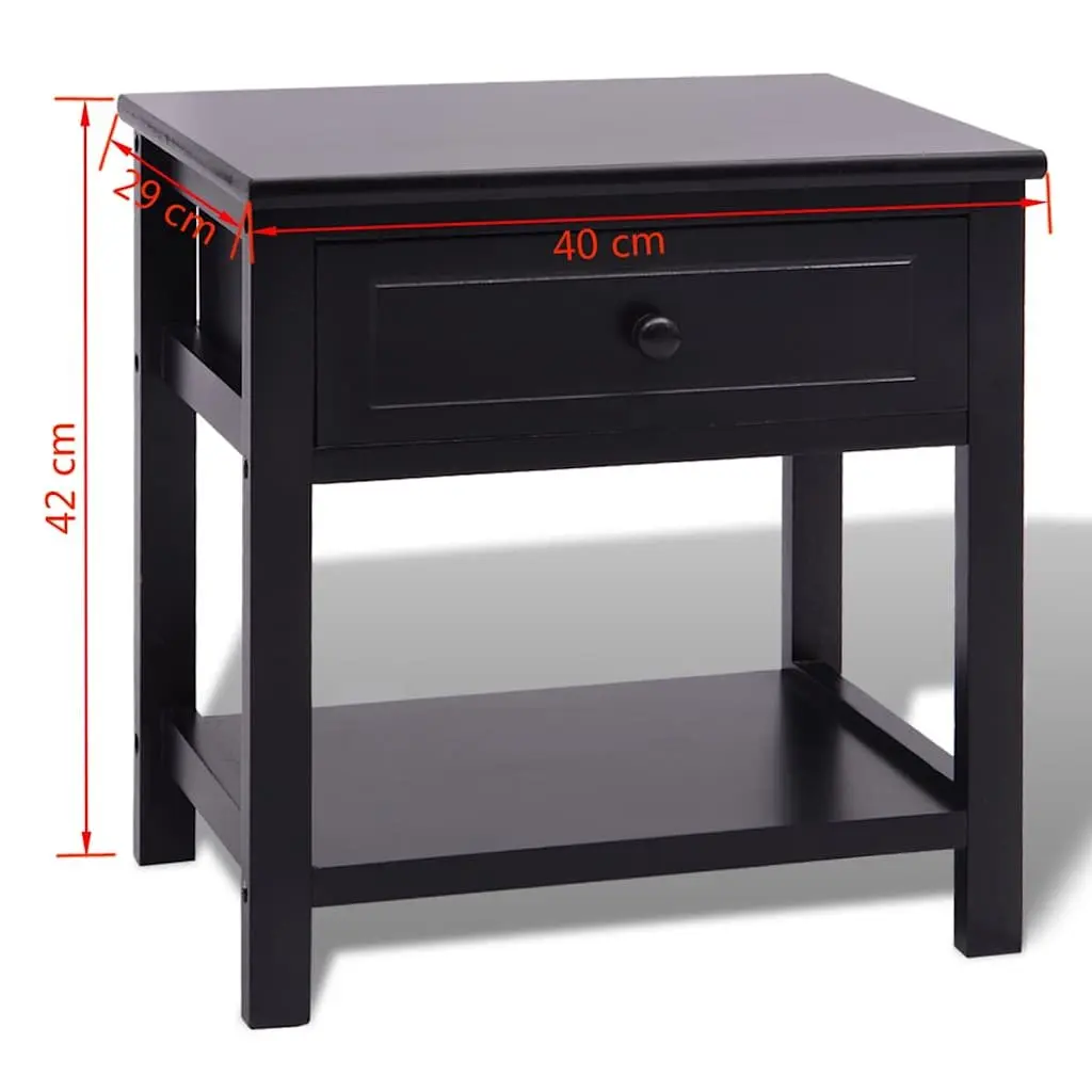 Bedside Cabinet Black Nightstand Drawer Storage Bedroom