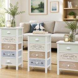 White Wooden 4 Drawer Storage Cabinet – Dimensions and Materials