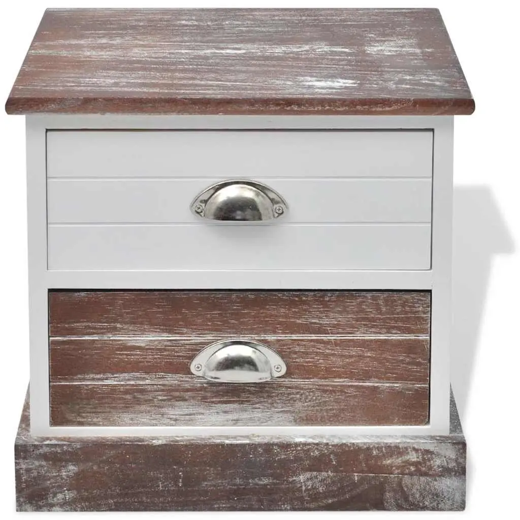 Bedside Cabinet Set 2 pcs French Country Style Nightstand Drawer Storage Brown