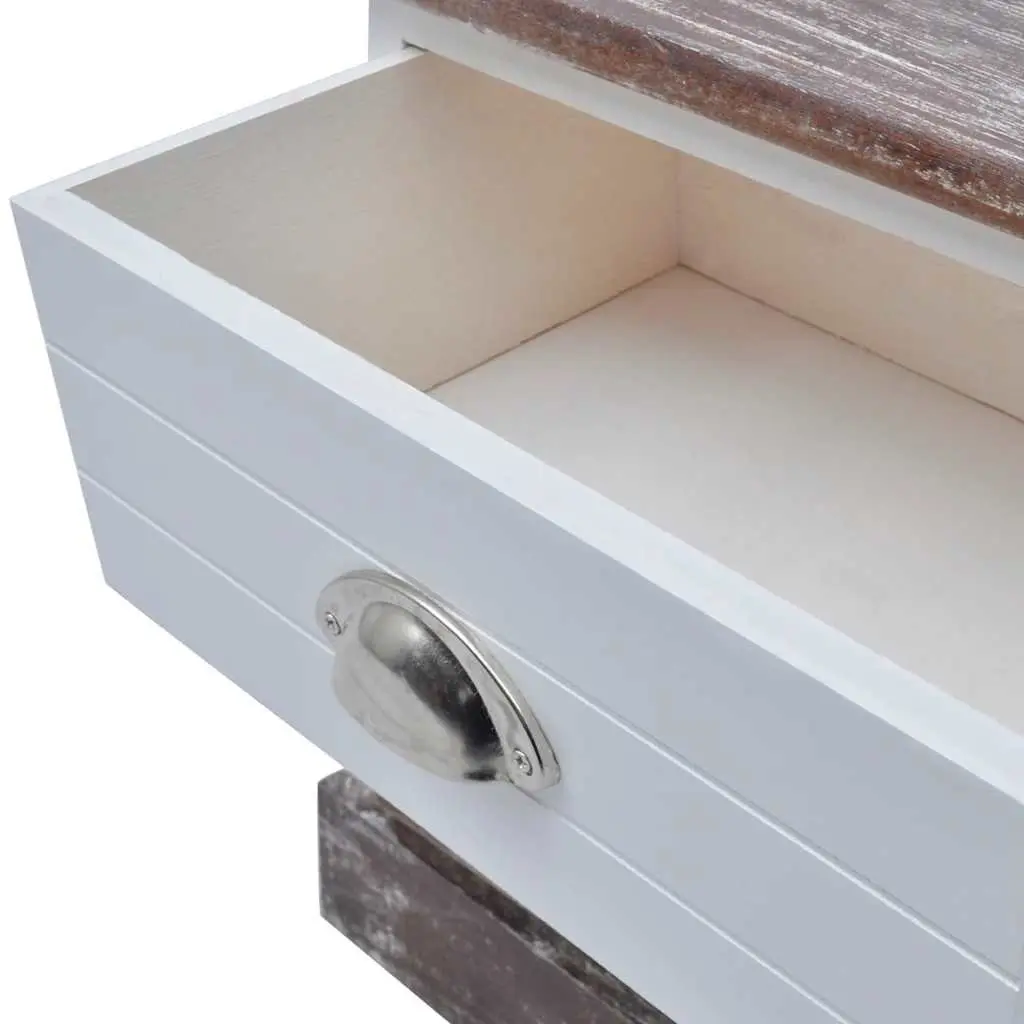 Bedside Cabinet Set 2 pcs French Country Style Nightstand Drawer Storage Brown