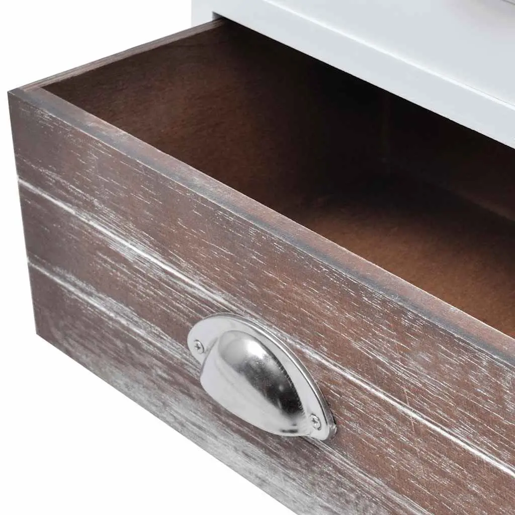 Bedside Cabinet Set 2 pcs French Country Style Nightstand Drawer Storage Brown
