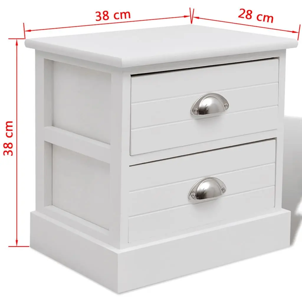 White Bedside Cabinets with 2 Drawers Each