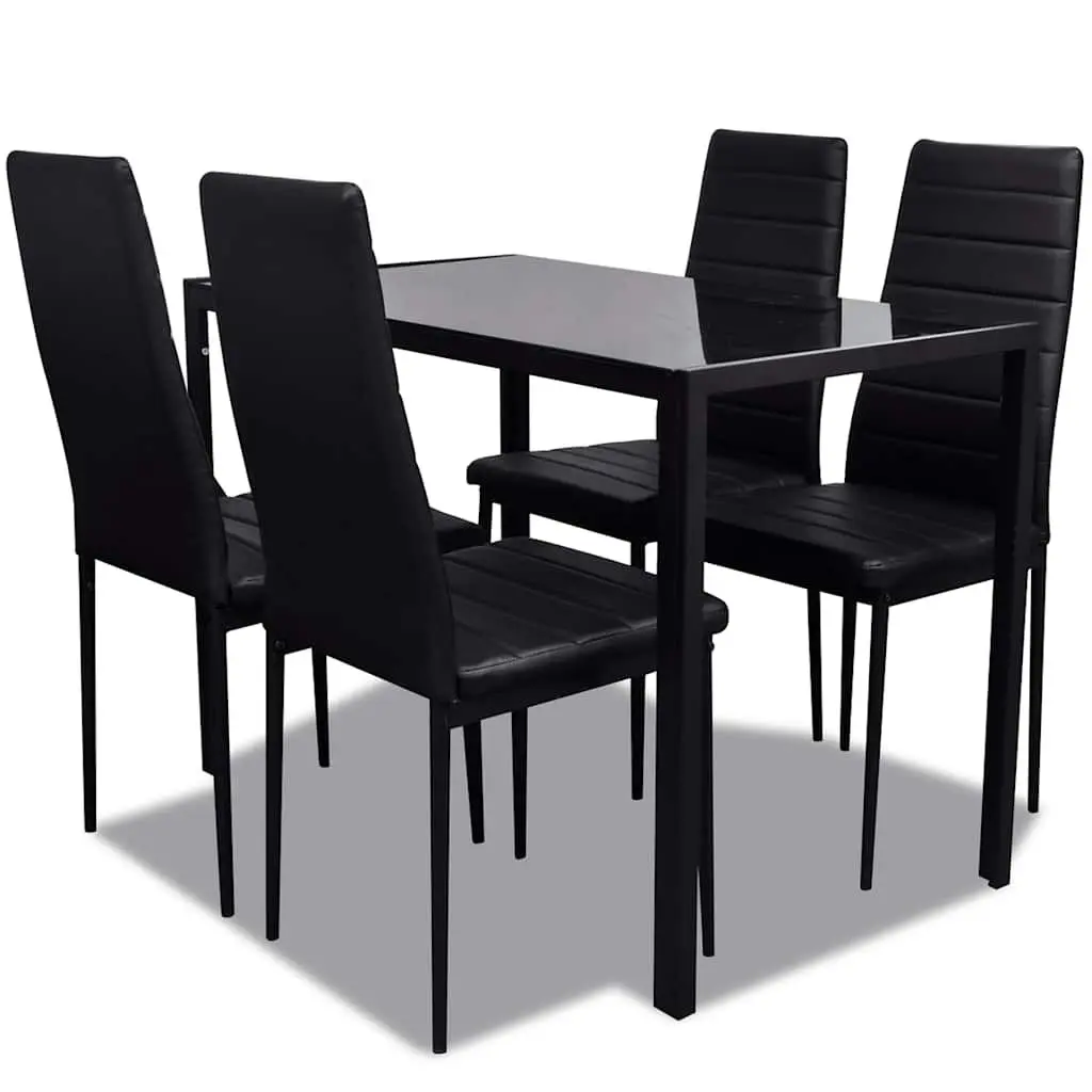 Black Dining Table Set, 5 Pieces