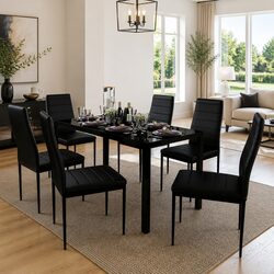 Specifications for 7 Piece Black Dining Table Set