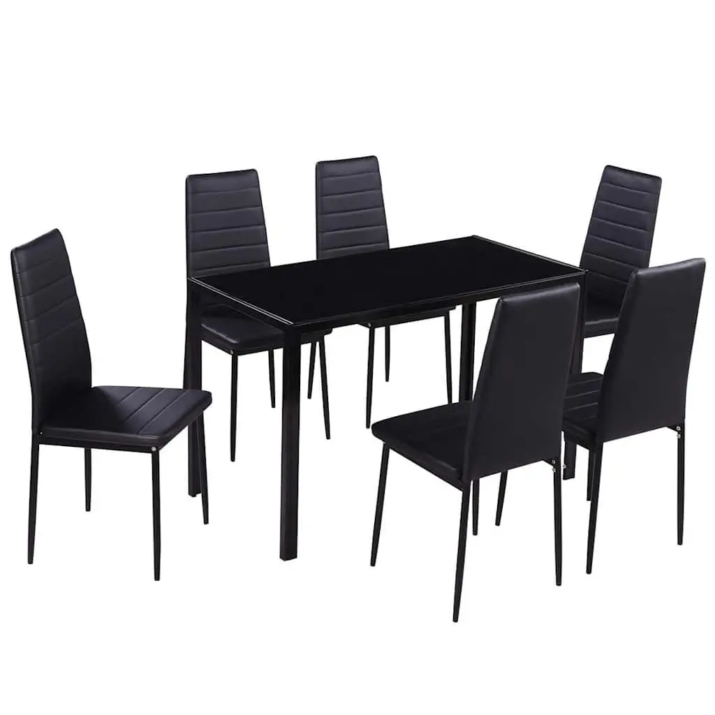 7 Piece Black Dining Table Set