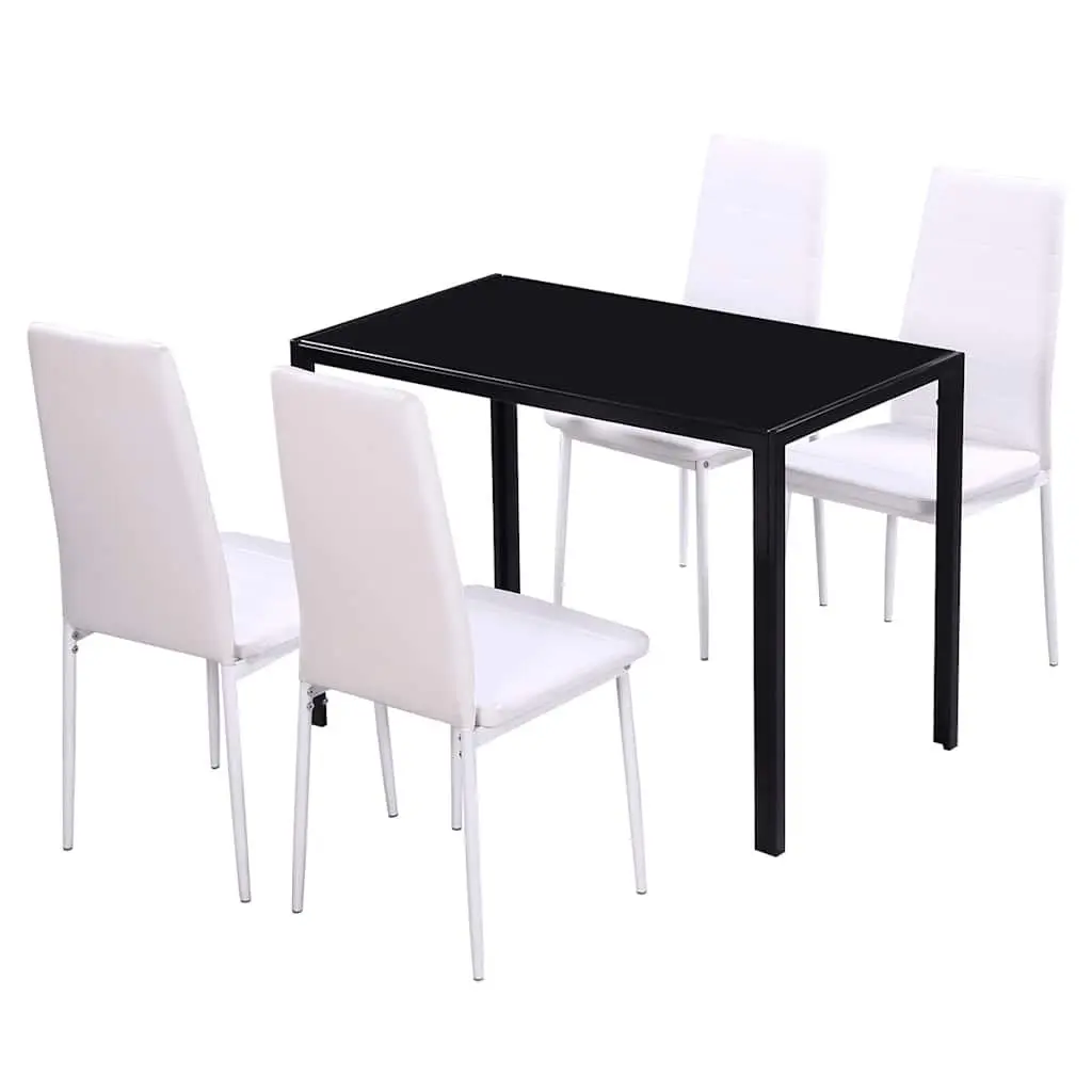 Dining Table Set 5 Piece Modern Kitchen Dining Furniture with 4 Chairs Black