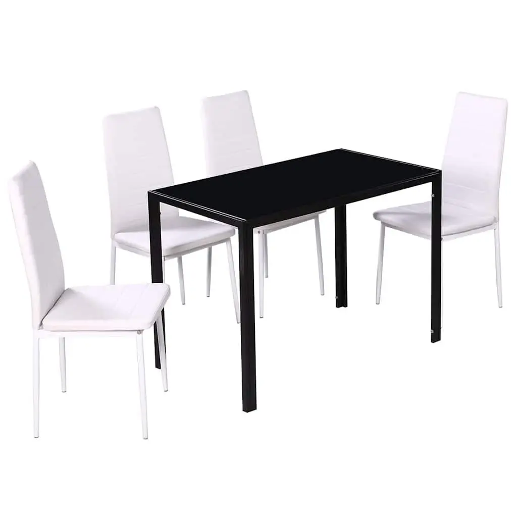 Dining Table Set 5 Piece Modern Kitchen Dining Furniture with 4 Chairs Black