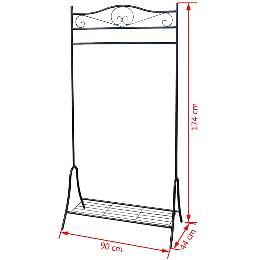 Clothing Rack for Home Black Steel Garment Storage Organiser with Shelf and Hanging Bar