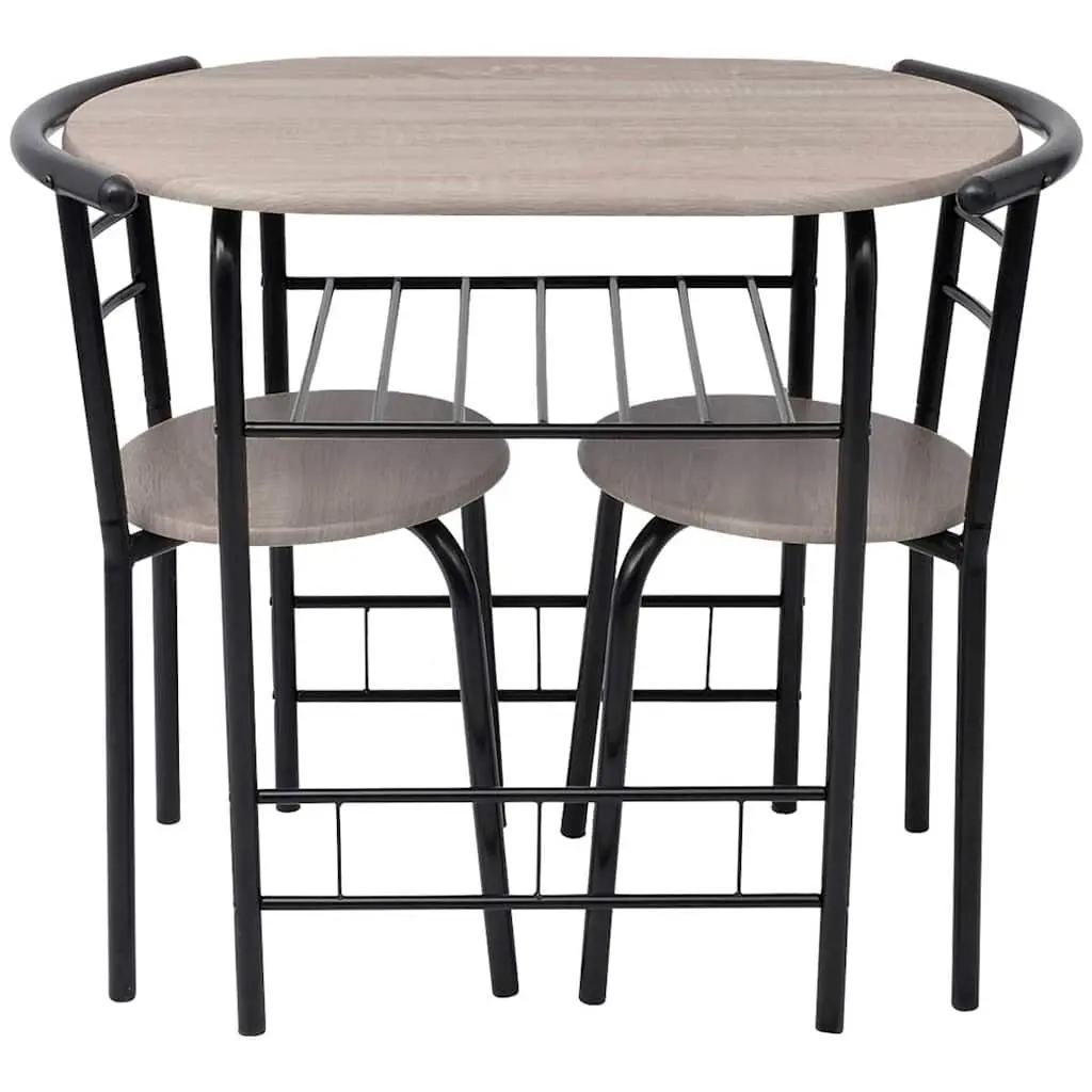 Breakfast Bar Set with 2 Stools Modern Kitchen Dining Furniture Black Compact