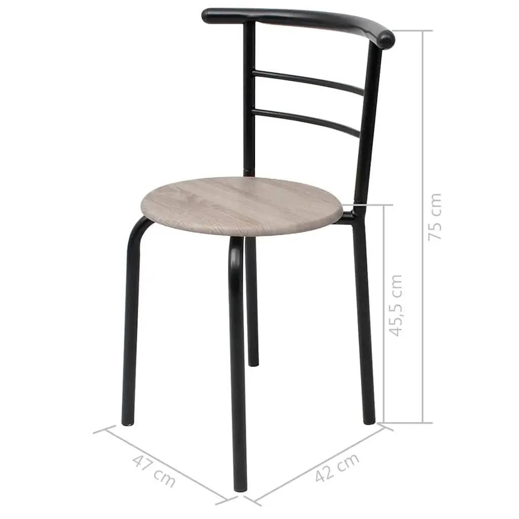 Breakfast Bar Set with 2 Stools Modern Kitchen Dining Furniture Black Compact