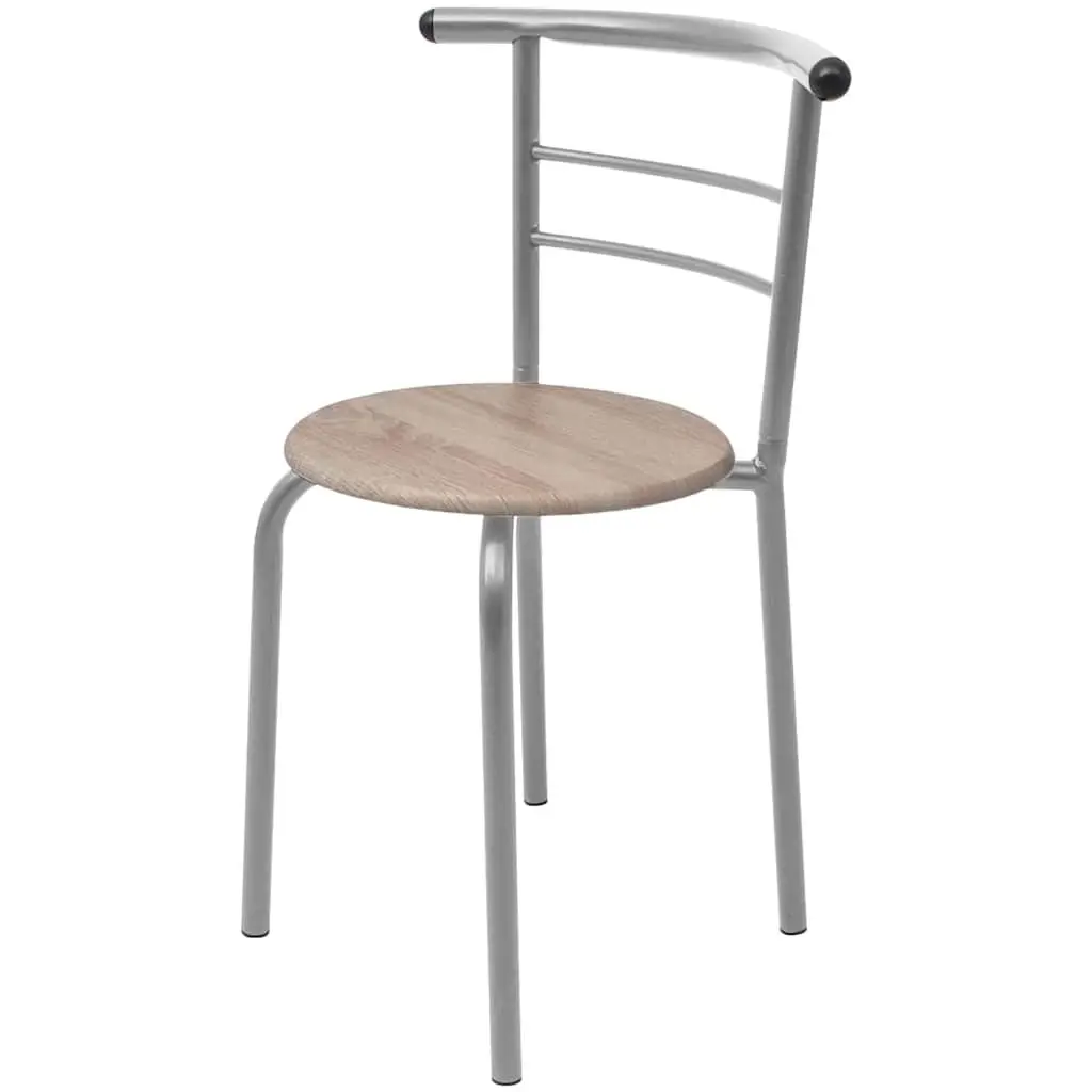Breakfast Bar Set Brown Modern Kitchen Dining Table 2 Stools Compact Furniture
