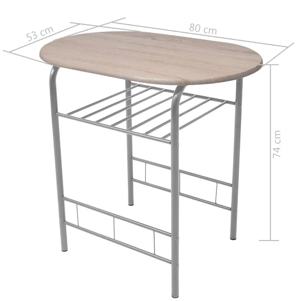 Breakfast Bar Set Brown Modern Kitchen Dining Table 2 Stools Compact Furniture