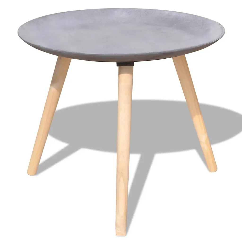 Side Table Set of 2 Round Coffee Tables 55cm & 44cm Concrete Grey Living Room