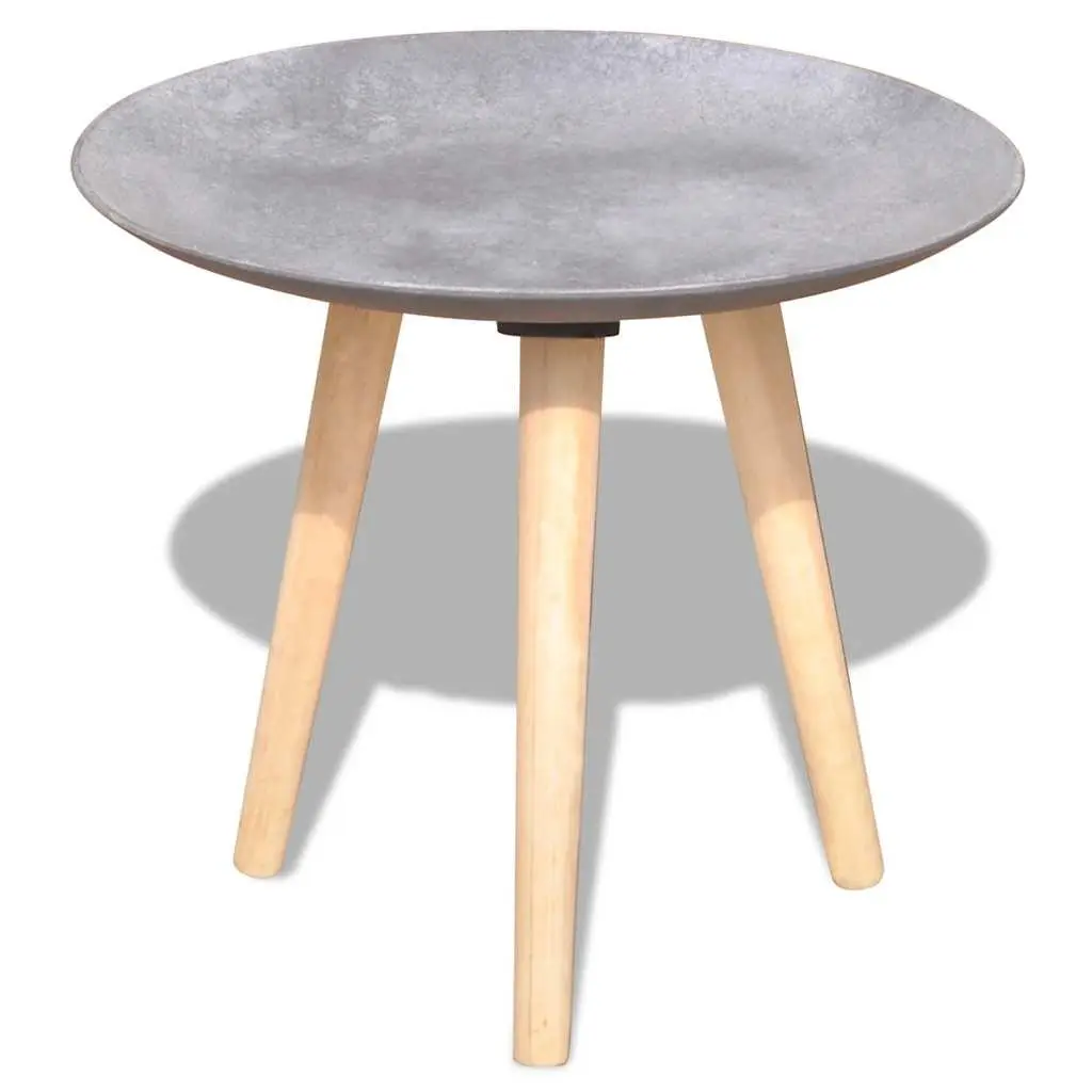 Side Table Set of 2 Round Coffee Tables 55cm & 44cm Concrete Grey Living Room