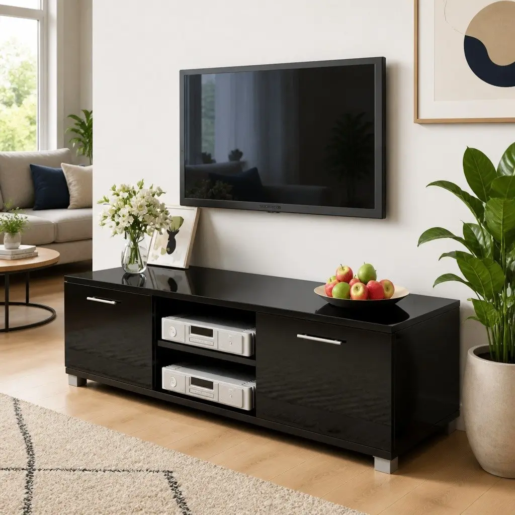 TV Cabinet Living Room High-Gloss Black 120 x 40.5 x 35 cm