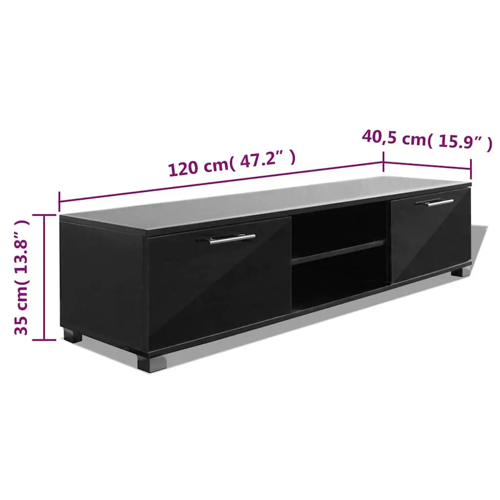 TV Cabinet Living Room High-Gloss Black 120 x 40.5 x 35 cm