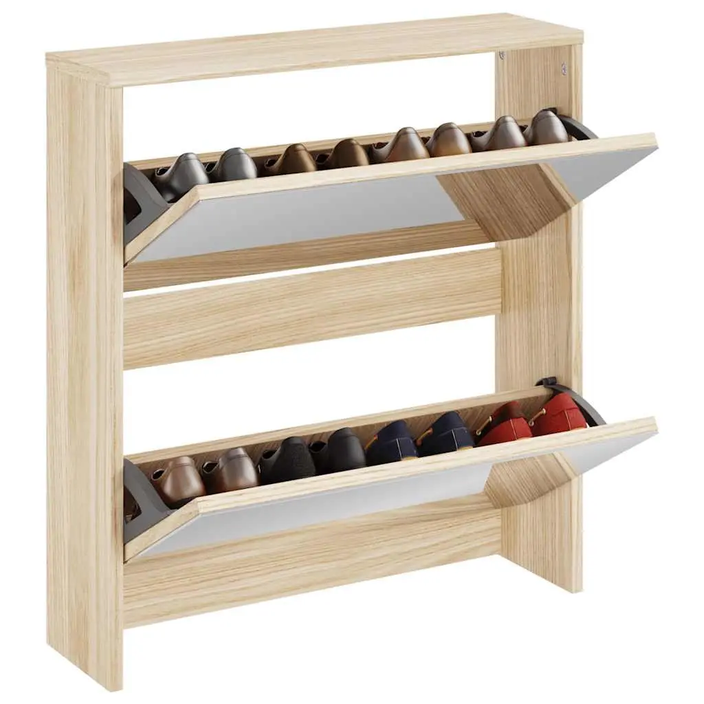 Shoe Cabinet Wall Mounted Brown 2 Layer Storage Organiser