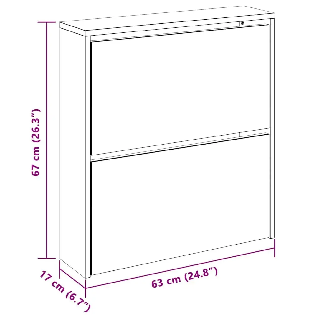 Shoe Cabinet Wall Mounted Brown 2 Layer Storage Organiser