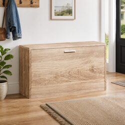 Shoe Storage Bench: 80 x 24 x 45 cm Brown Oak Wood