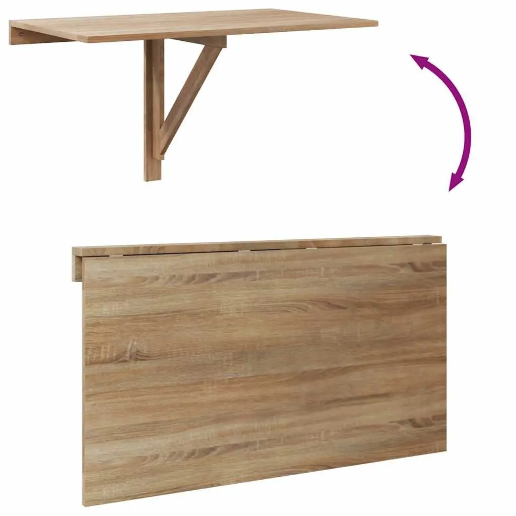 Folding Wall Table Brown 100x60 cm Space Saving Kitchen Desk Mounted Foldable