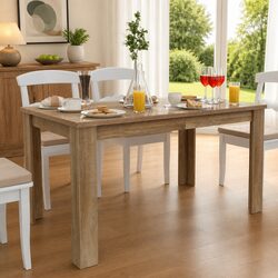Dining Table Specifications: 140x80x75 cm, Oak Brown Finish