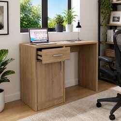 Desk with Drawer and Cabinet Storage Brown Home Office Study Bedroom Furniture