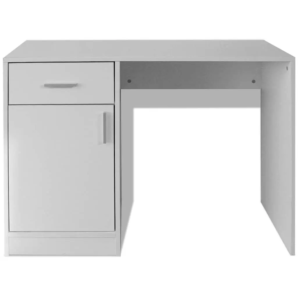 White Desk with Drawer and Cabinet, 100cm