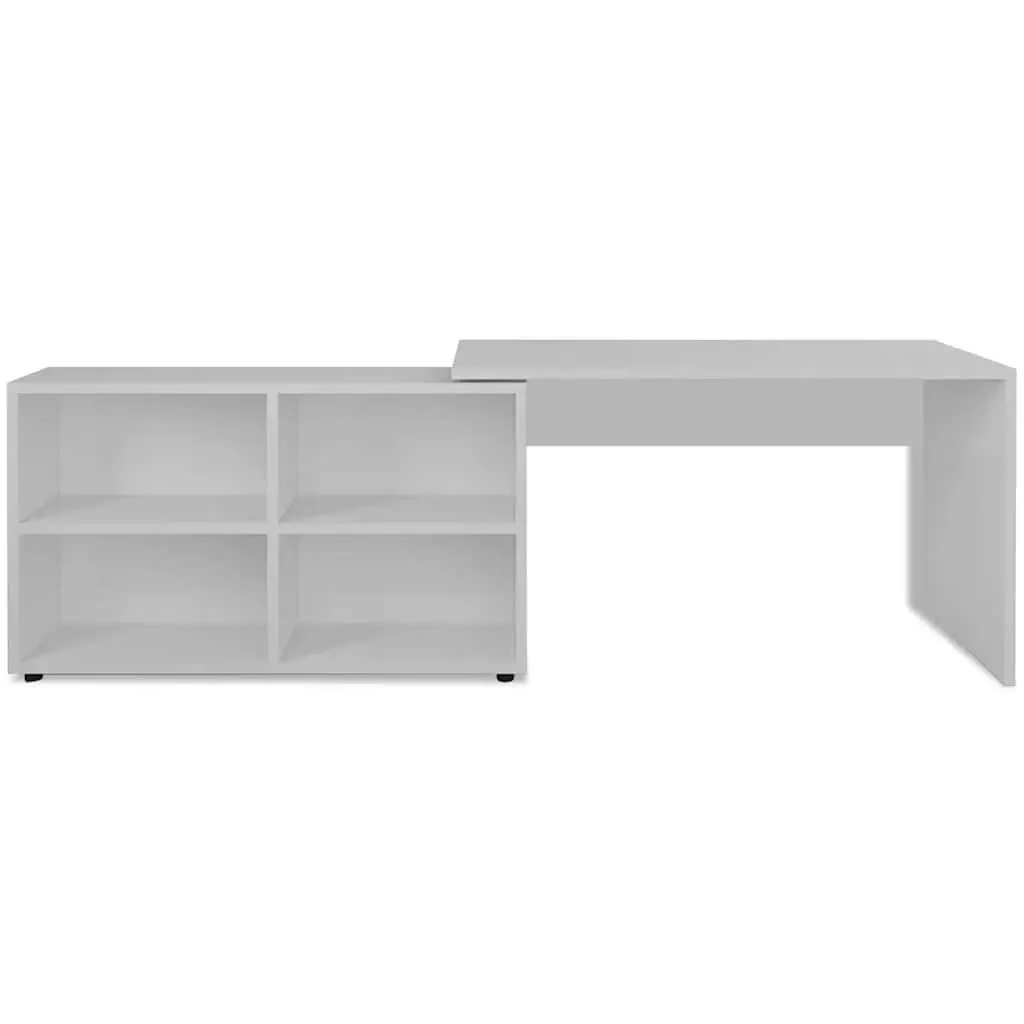 Corner Desk with 4 Shelf Bookcase Storage White Office Furniture Computer