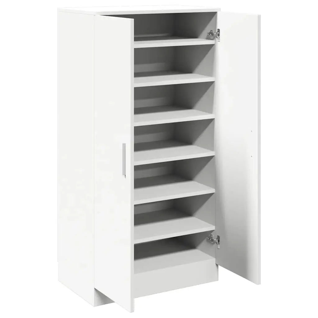 Shoe Cabinet Entryway Hall 7 Shelves White Storage Organiser 2 Doors