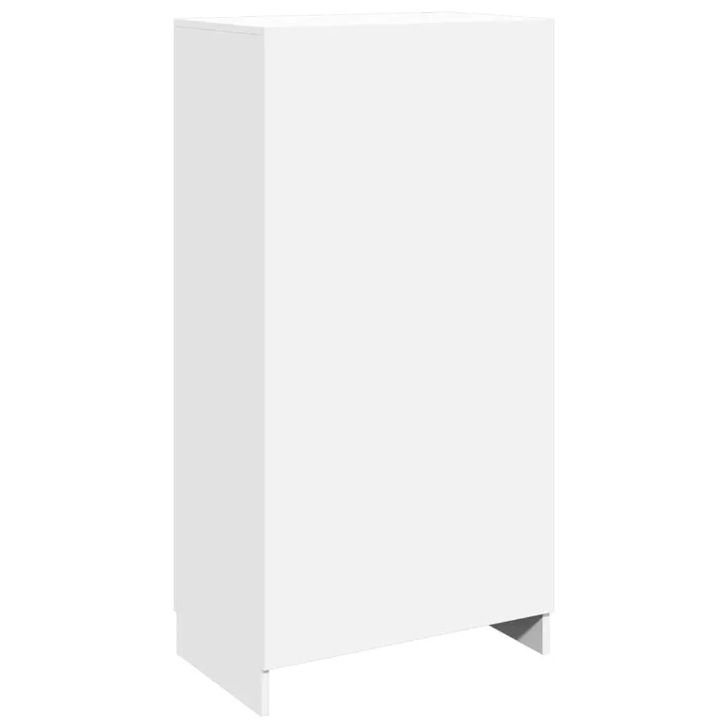 Shoe Cabinet Entryway Hall 7 Shelves White Storage Organiser 2 Doors