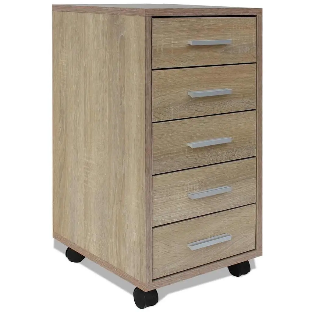 Office Drawer Unit for Office or Workspace 5 Drawers Brown