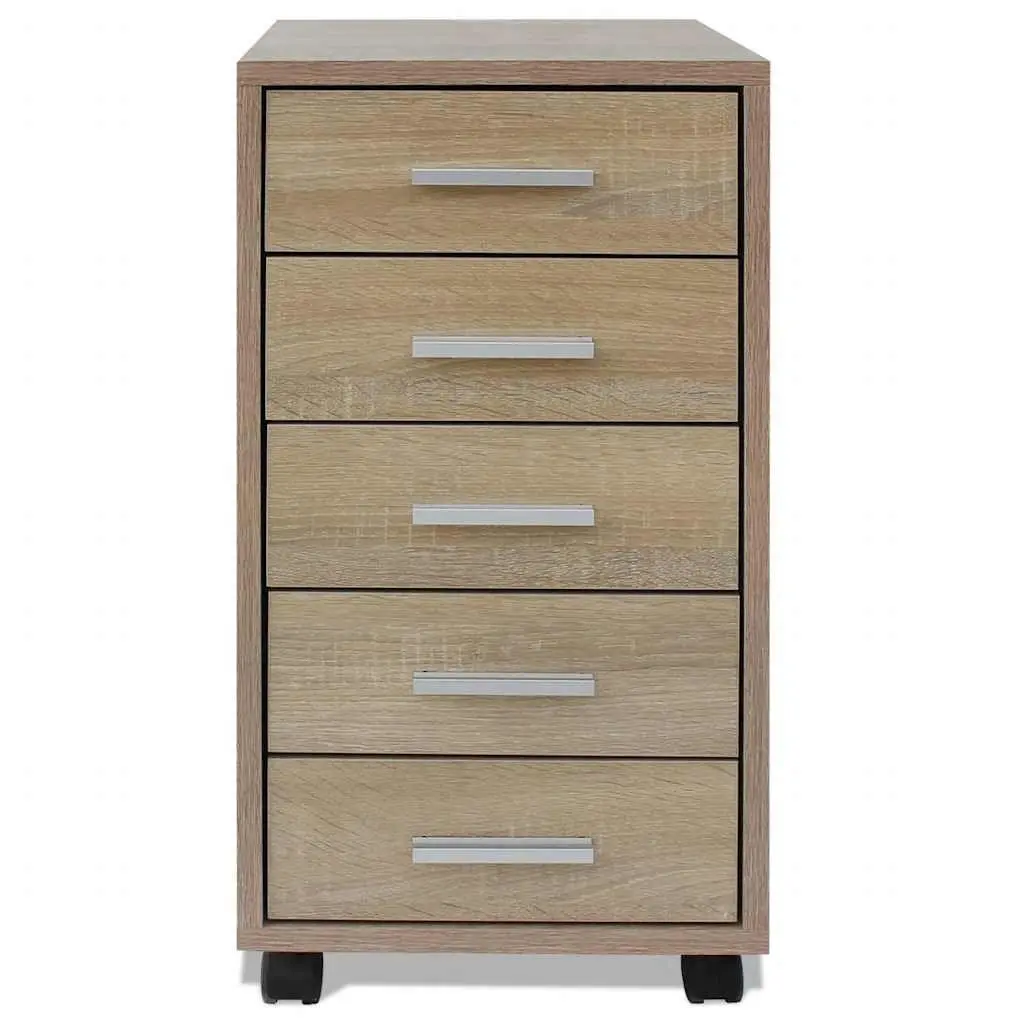 Office Drawer Unit for Office or Workspace 5 Drawers Brown