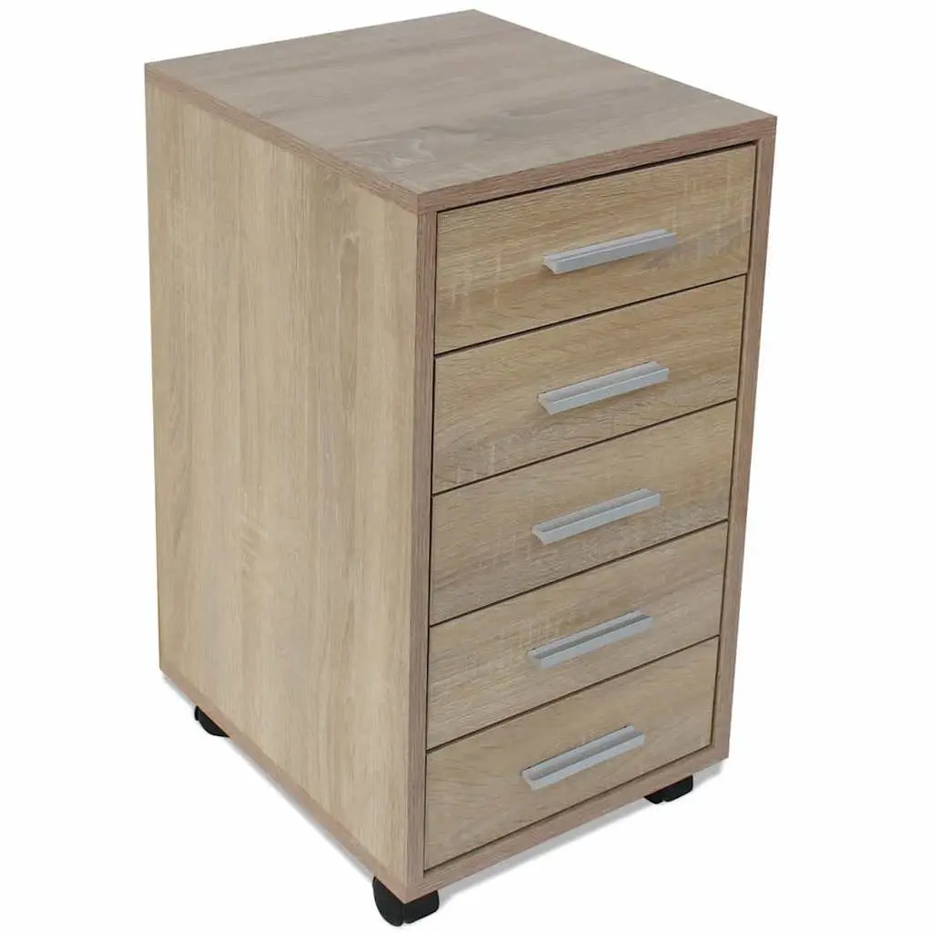 Office Drawer Unit for Office or Workspace 5 Drawers Brown