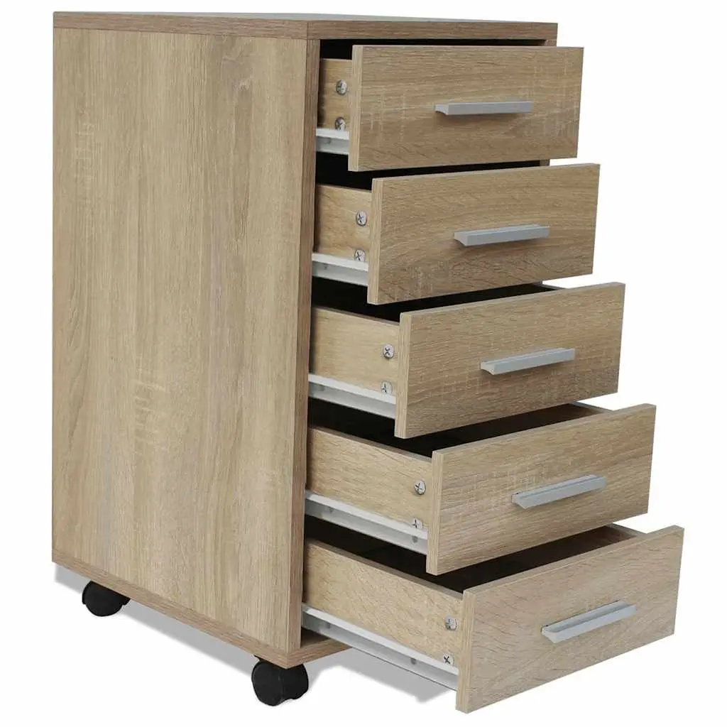 Office Drawer Unit for Office or Workspace 5 Drawers Brown