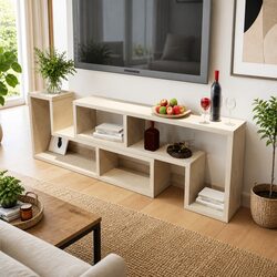 Brown TV Cabinet: L-Shaped Shelves & Durable Design