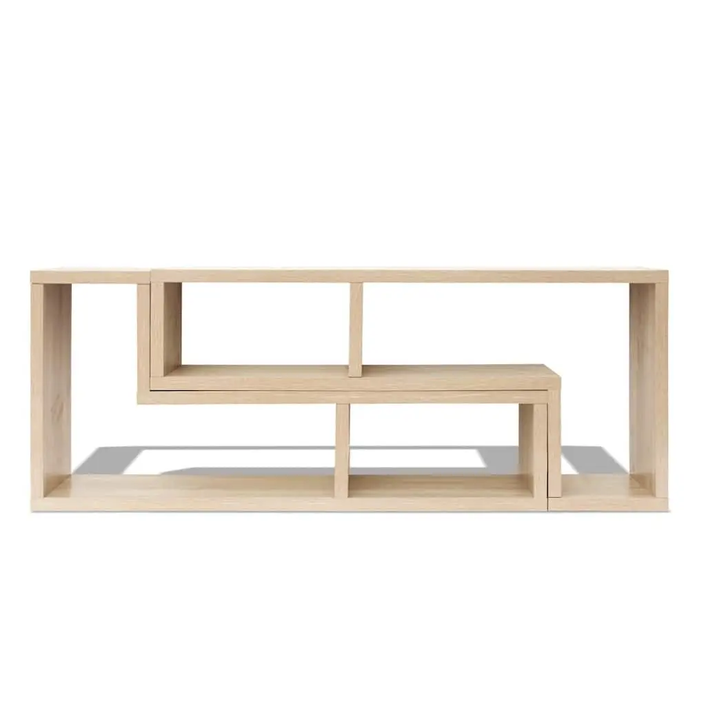 TV Cabinet L-Shaped Shelves Brown Storage Unit Media Entertainment Furniture