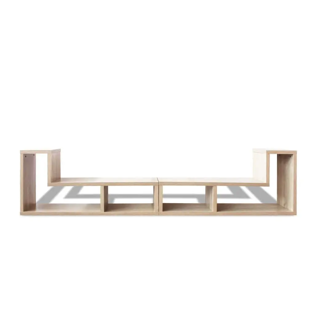 TV Cabinet L-Shaped Shelves Brown Storage Unit Media Entertainment Furniture