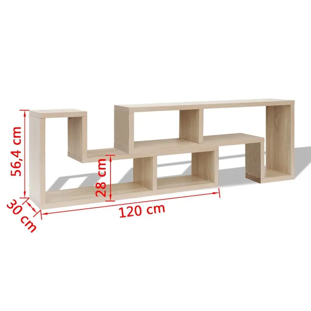 TV Cabinet L-Shaped Shelves Brown Storage Unit Media Entertainment Furniture