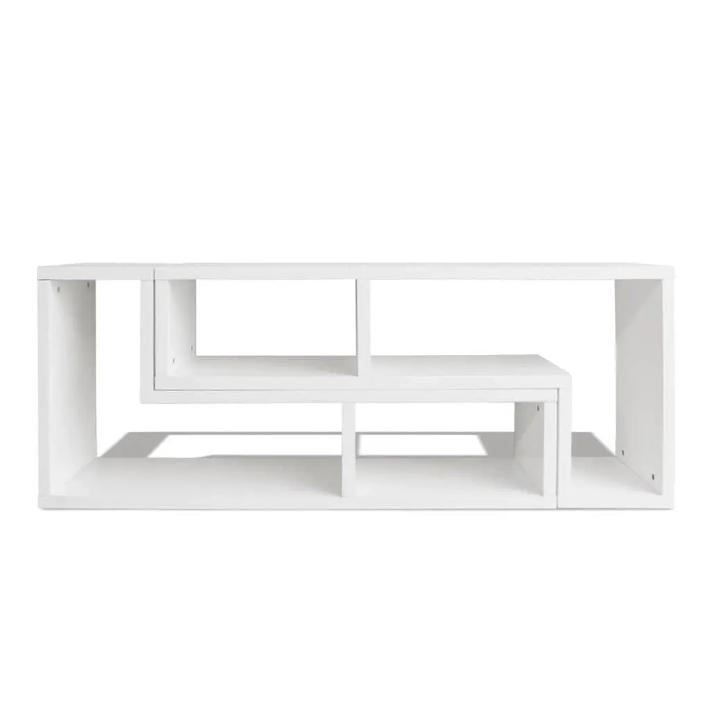 TV Cabinet L-Shaped White Storage Unit for Media Entertainment 2 Shelf
