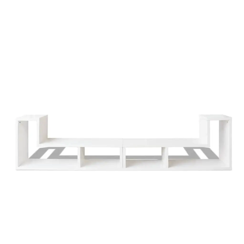 TV Cabinet L-Shaped White Storage Unit for Media Entertainment 2 Shelf