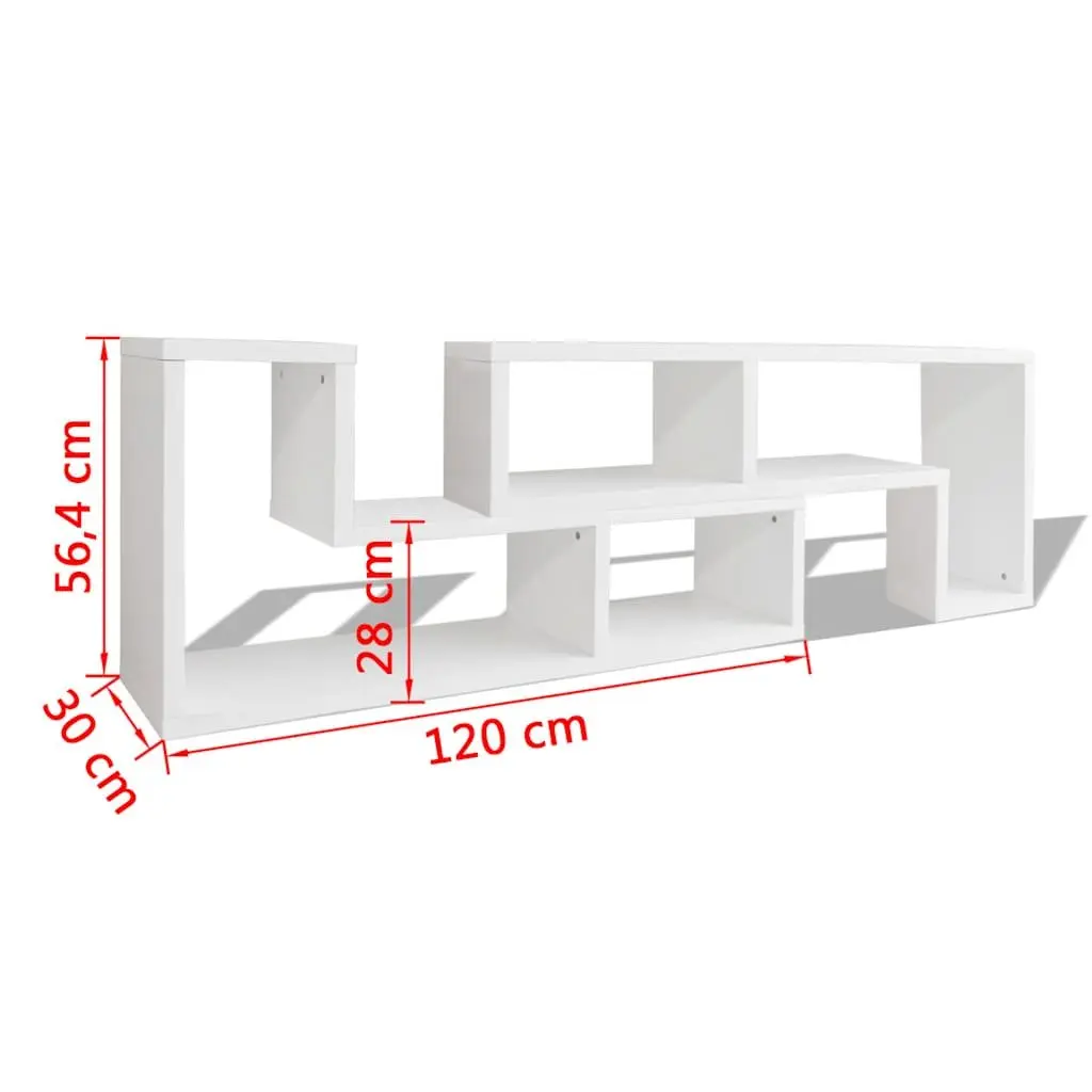 TV Cabinet L-Shaped White Storage Unit for Media Entertainment 2 Shelf