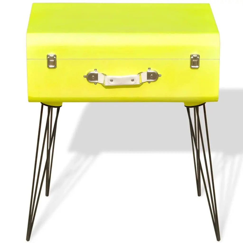 Vintage Suitcase Style Bedside Table Yellow Storage Organiser 49.5 x 36 x 60 cm